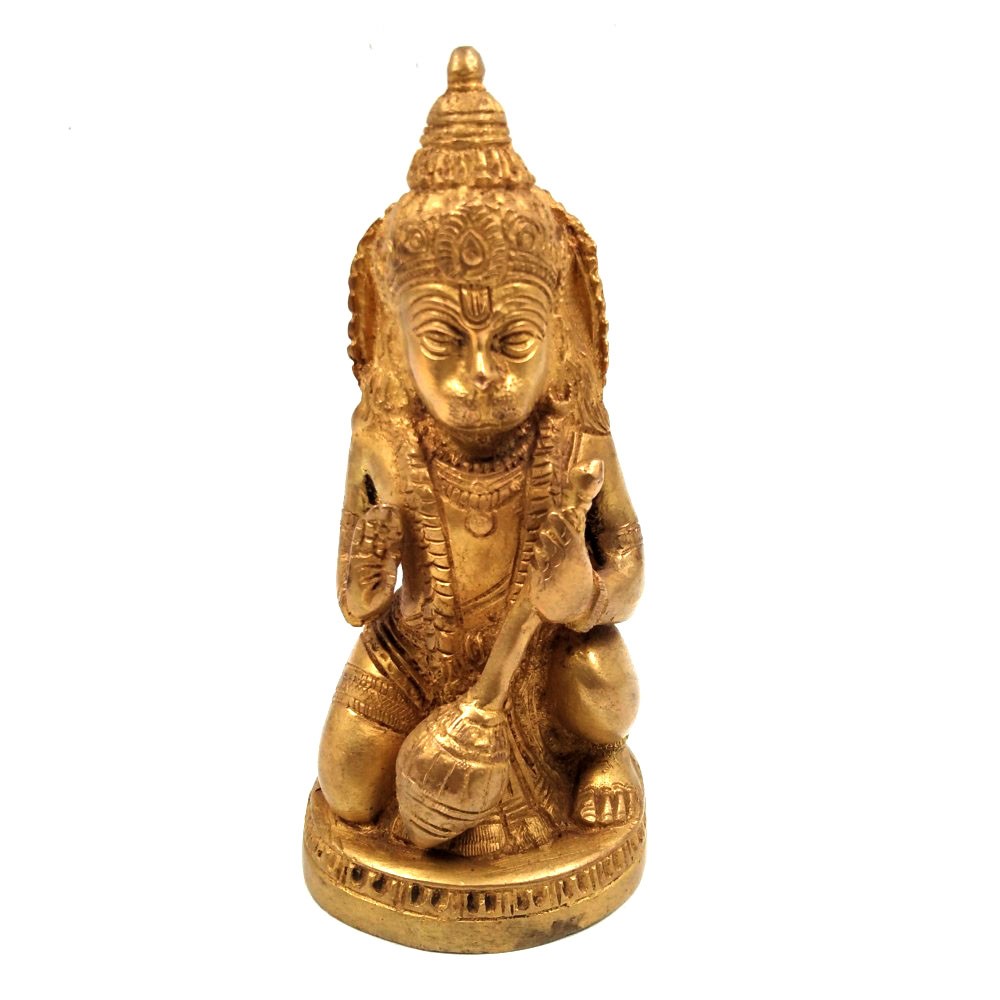 Brass Hanumanji Sitting Idol L2.5" x W2.25" x H5.5"